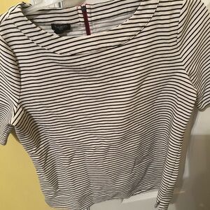 Talbots striped top, zipper in back with red trim size M P